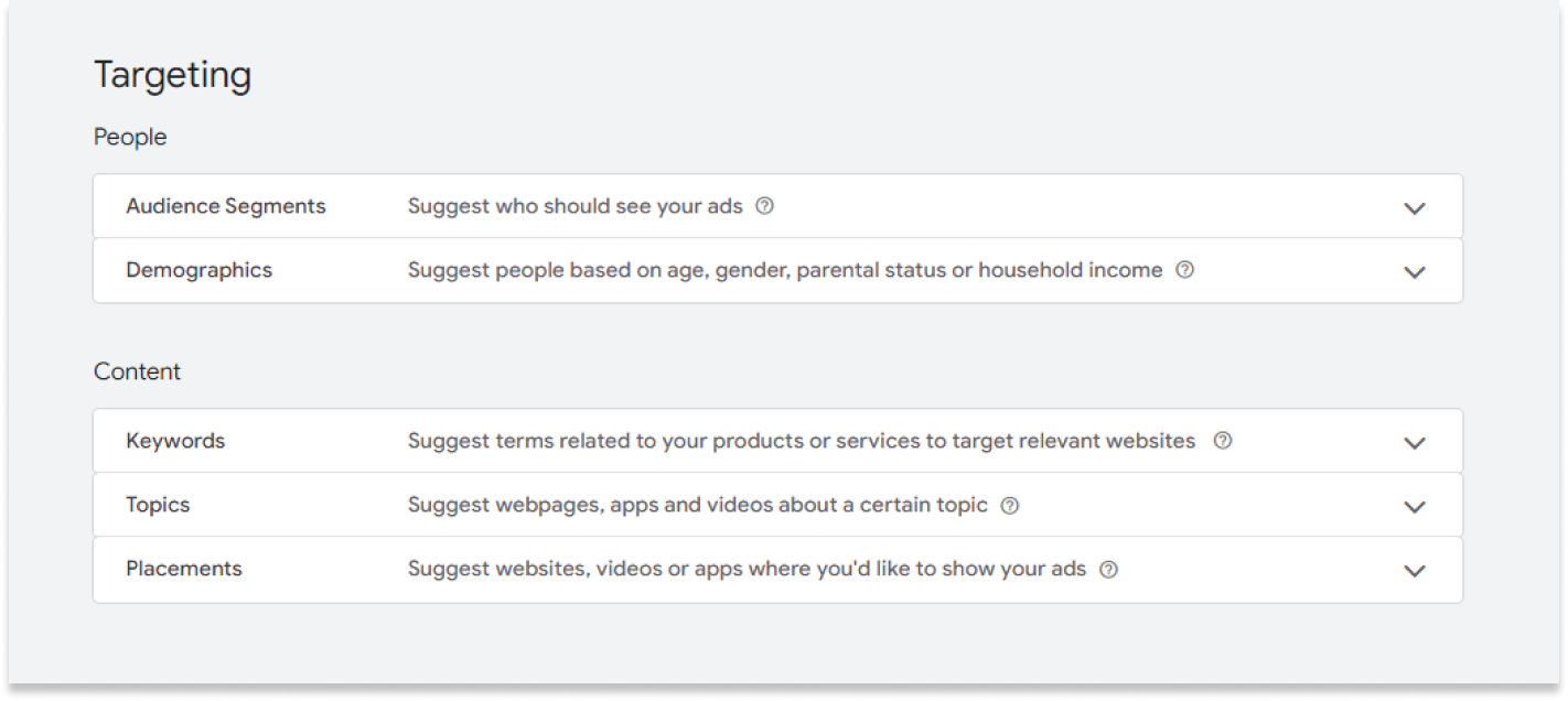 Targeting options for Google ads