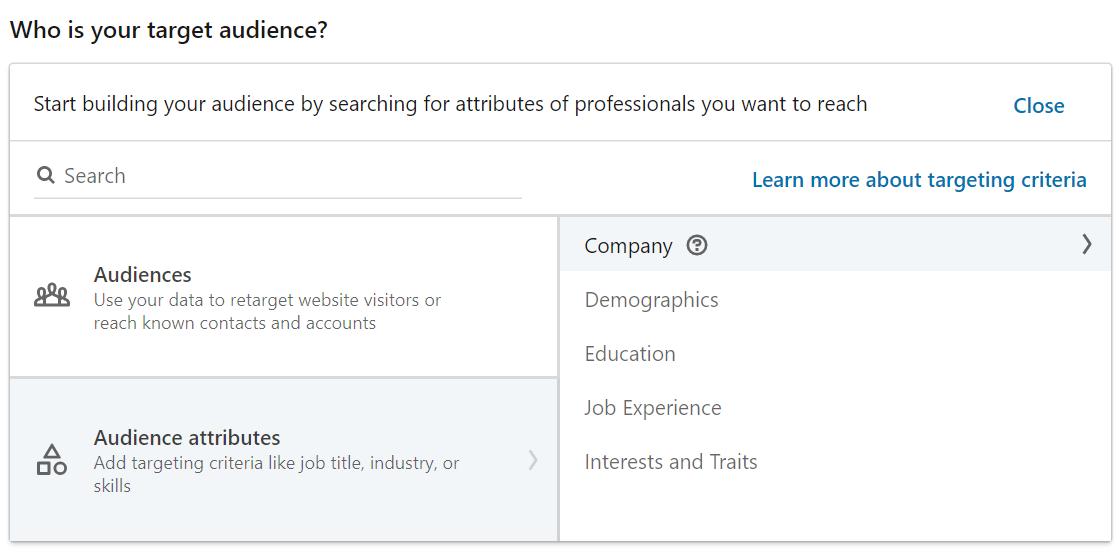 target audience LinkedIn