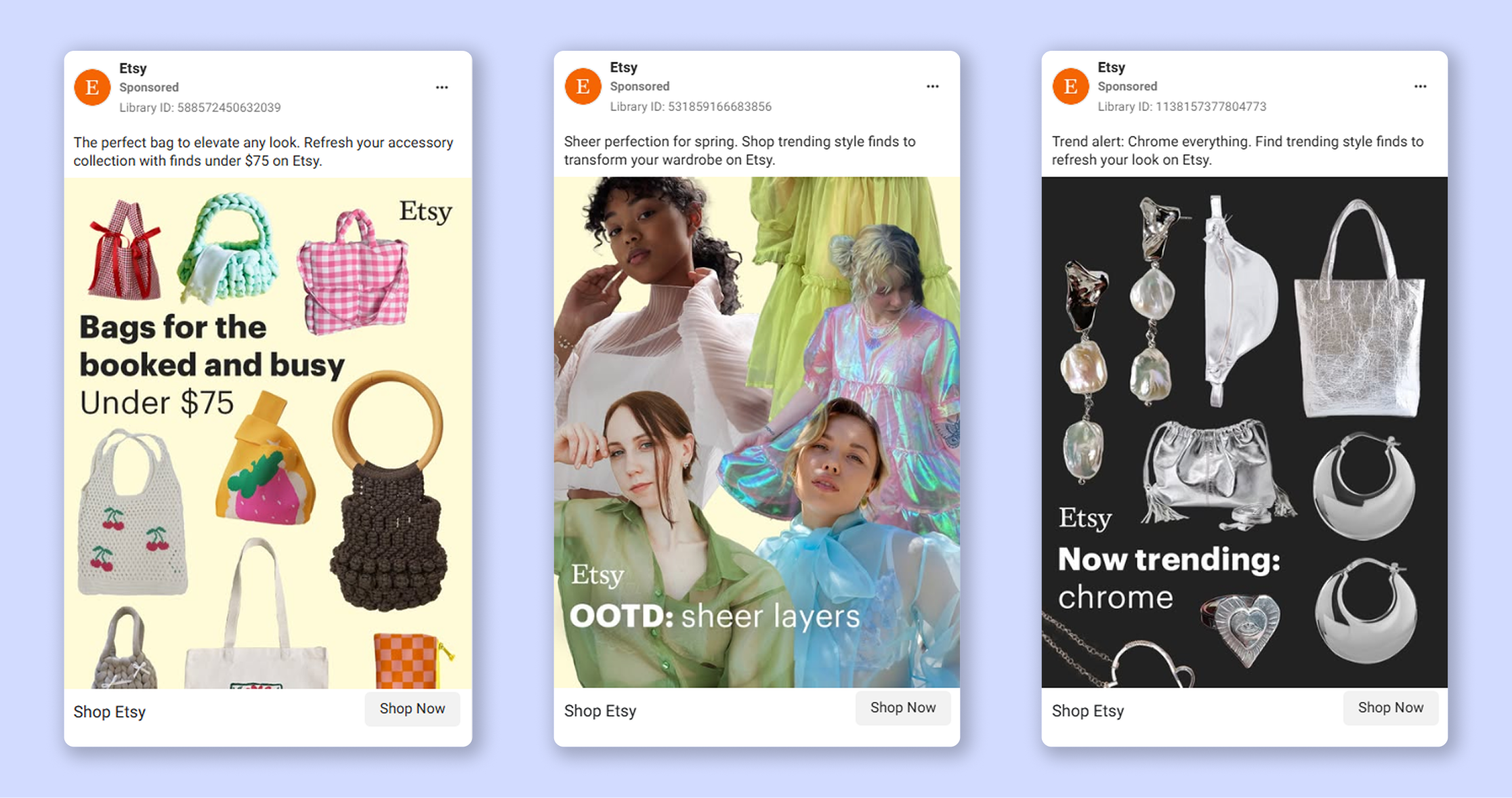Facebook image ad example: Etsy