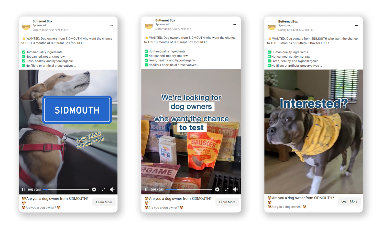 Facebook video ad example: Butternut Box