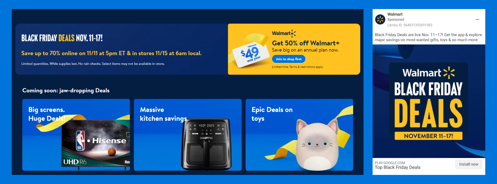 Walmart's Black Friday offers with specific categories of items