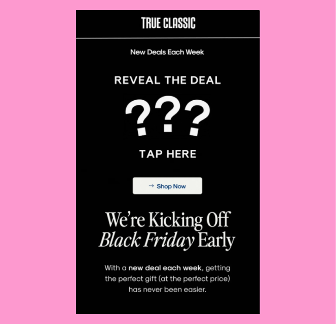 Early Black Friday sales email 