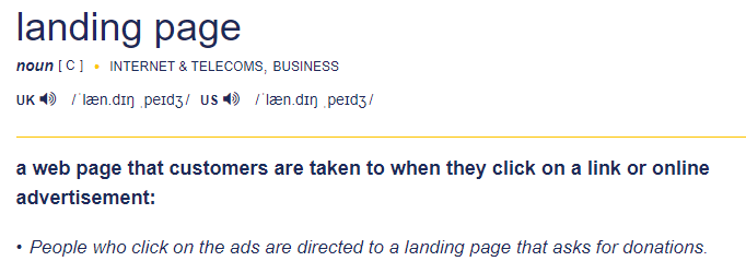 what is a landing page