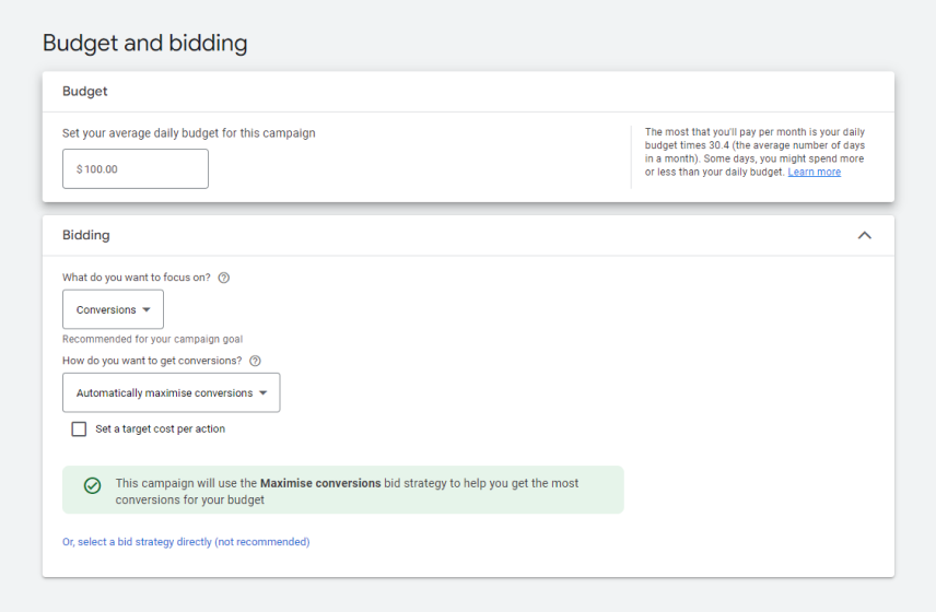 Setting the budget for Google ad campaigns 