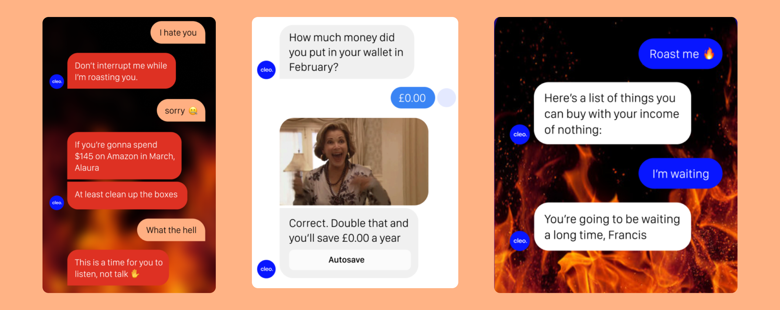 Screenshots of the AI chatbot talking to Gen Z users in an informal way