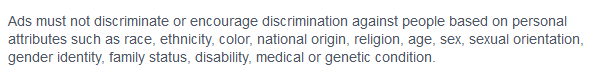 facebook non-discrimination policy