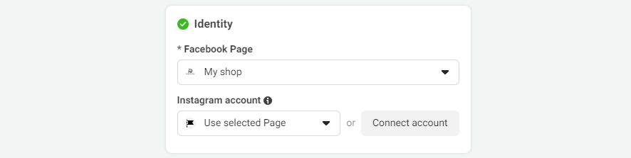 fb ads identity Facebook and Instagram pages