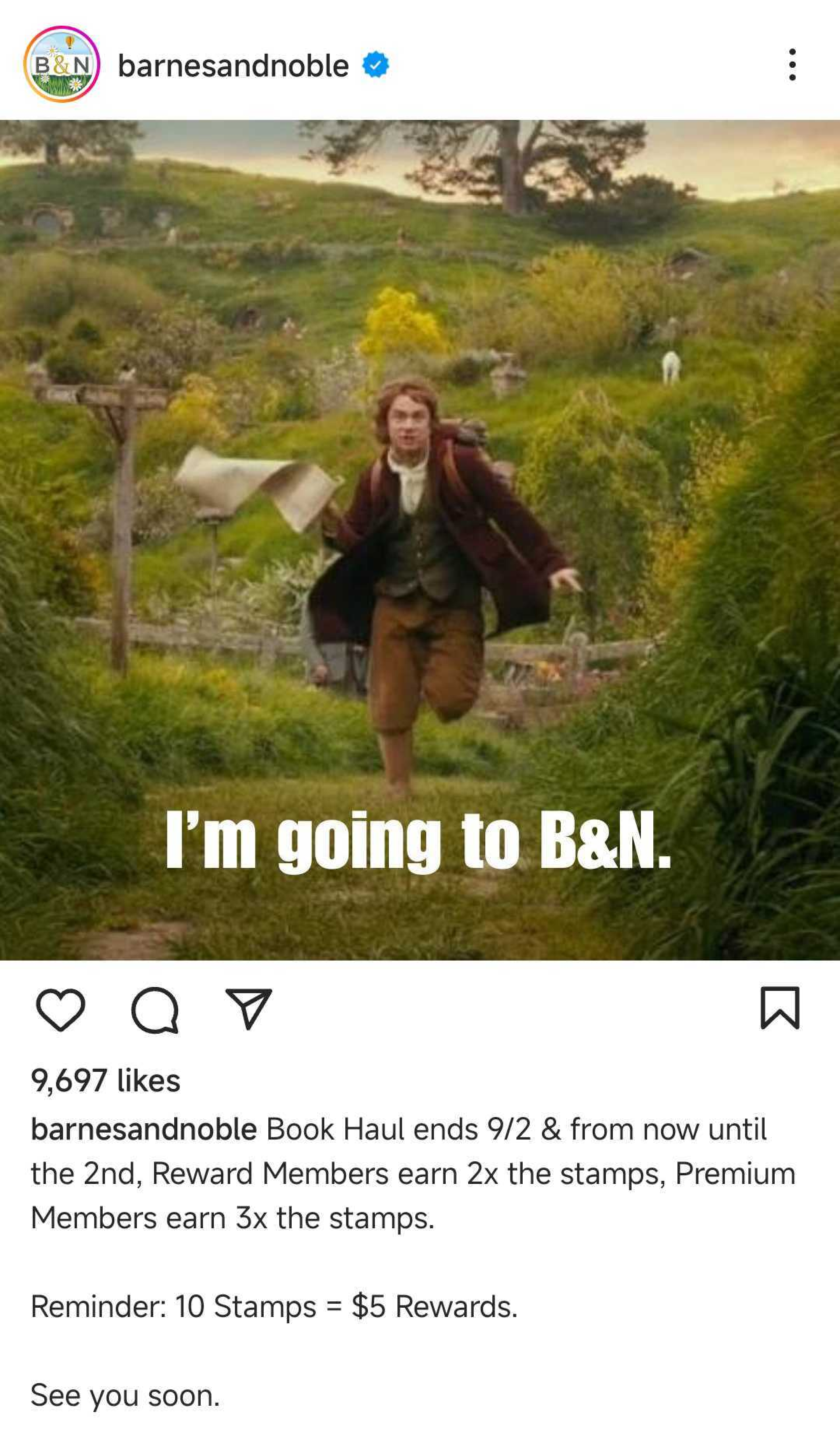 Barnes & Noble's Instagram post