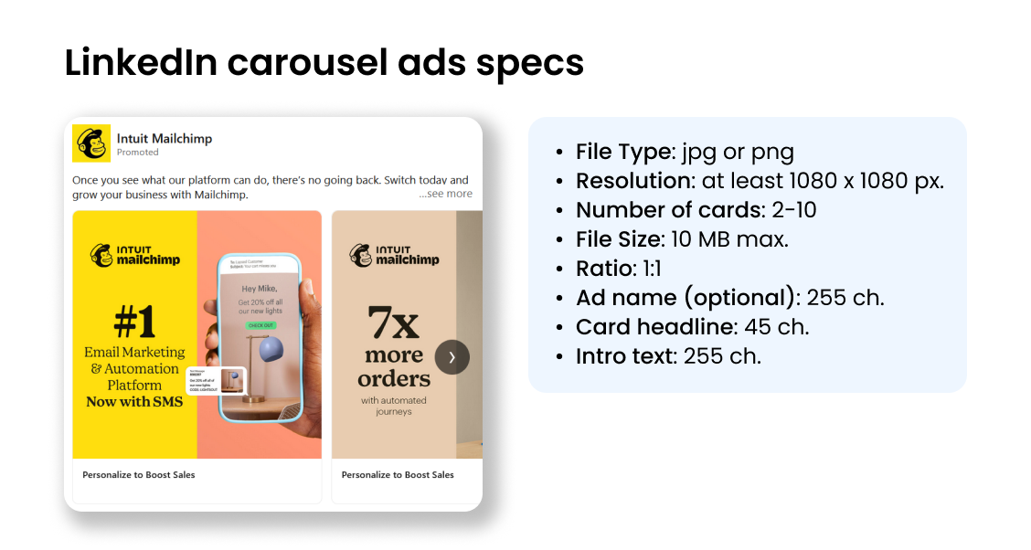 LinkedIn carousel ads specs