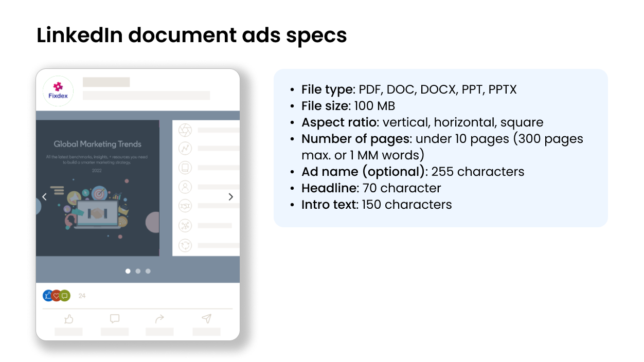 LinkedIn document ads specs