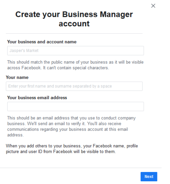 create facebook business manager account