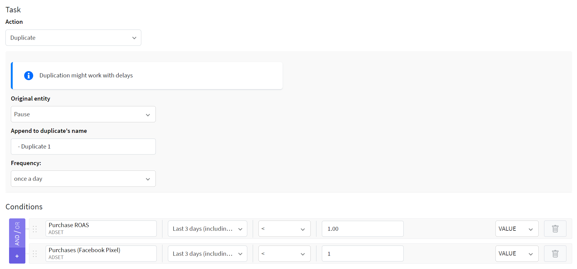 duplicate automated rule