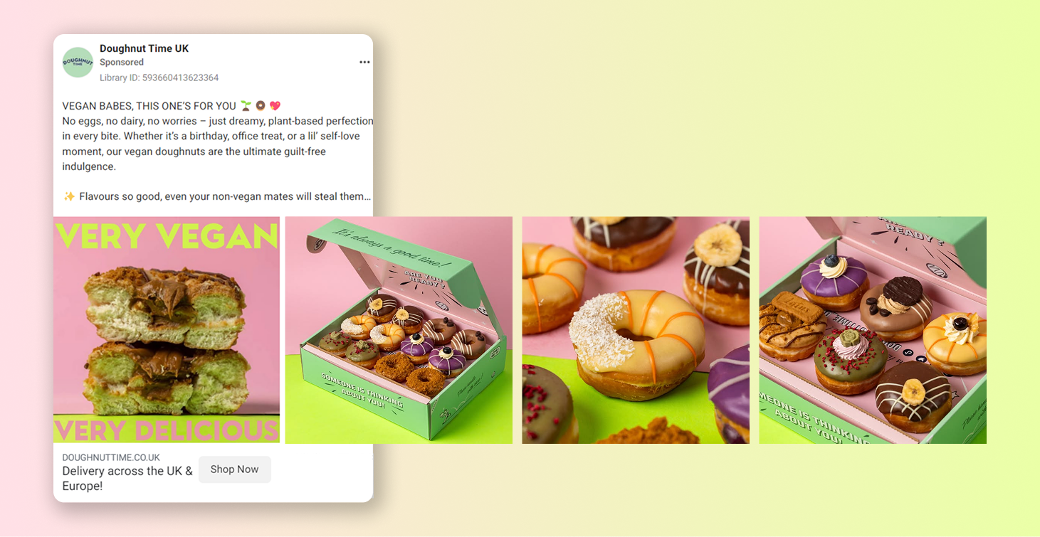 Facebook carousel ad example: Doughnut Time