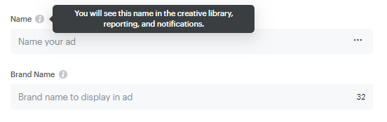 tooltips during ad creation process