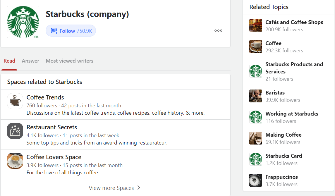 Starbucks Quora page