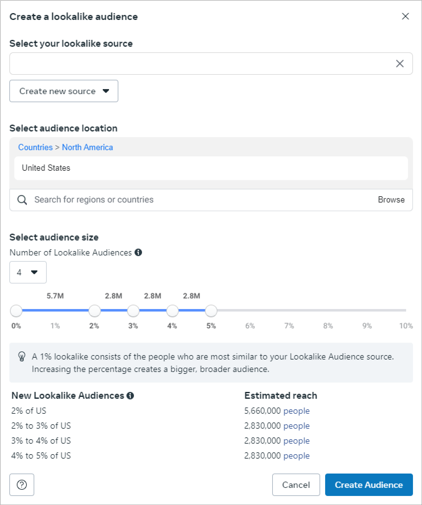 Creating a lookalike audience on Facebook