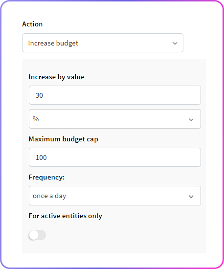 Facebook automated rule action