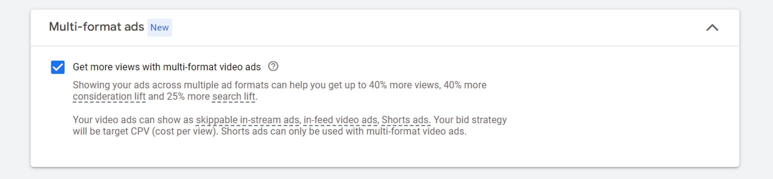 Choosing multi-format ads for YouTube video ad campaigns