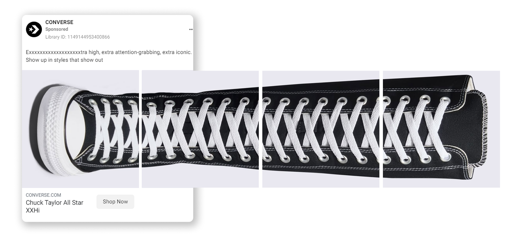 Facebook carousel ad example: Converse