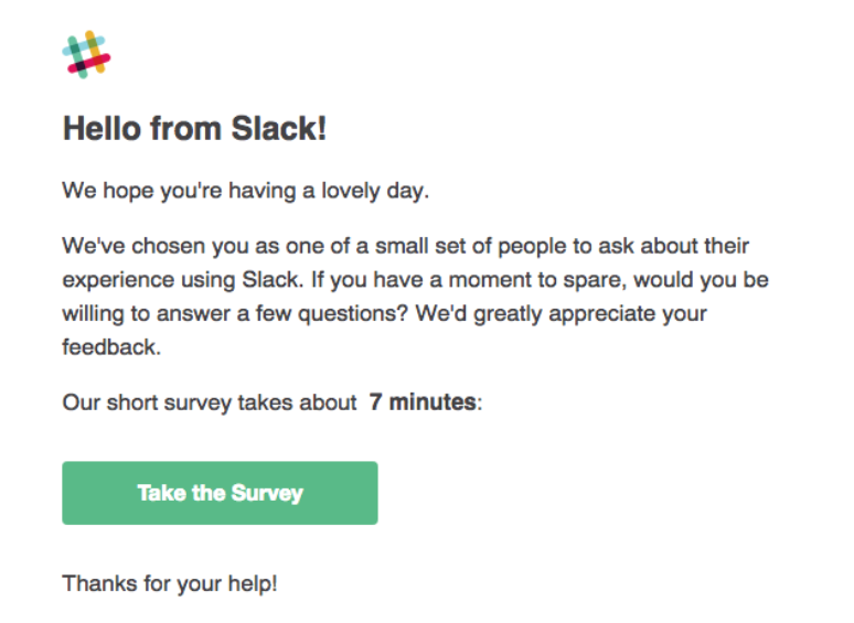 take the Slack survey