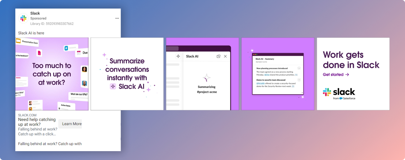 Slack's Meta carousel ad
