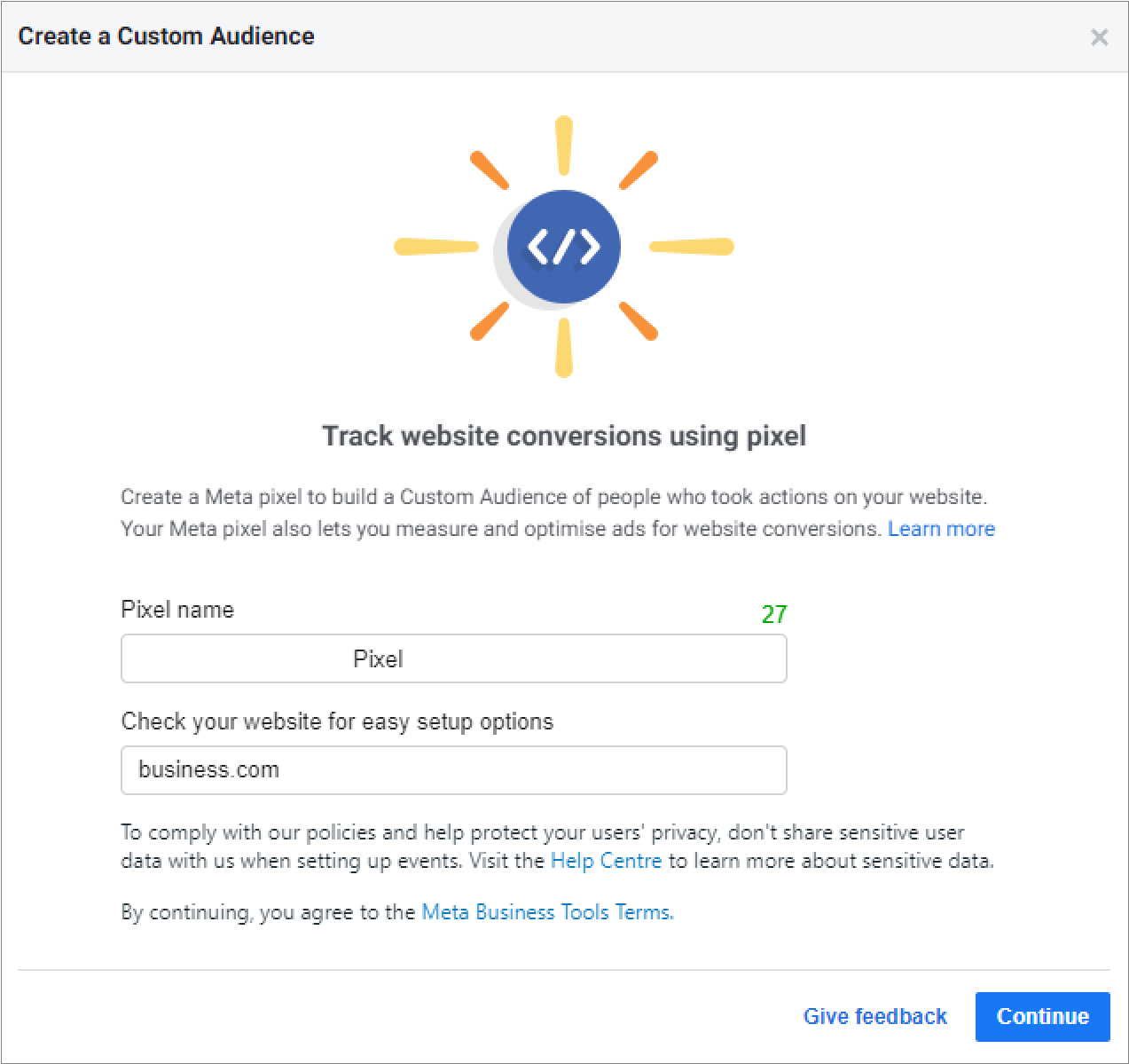 Creating a website Custom Audience on Facebook