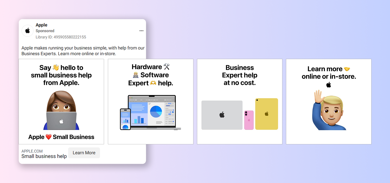 Facebook carousel ad example: Apple