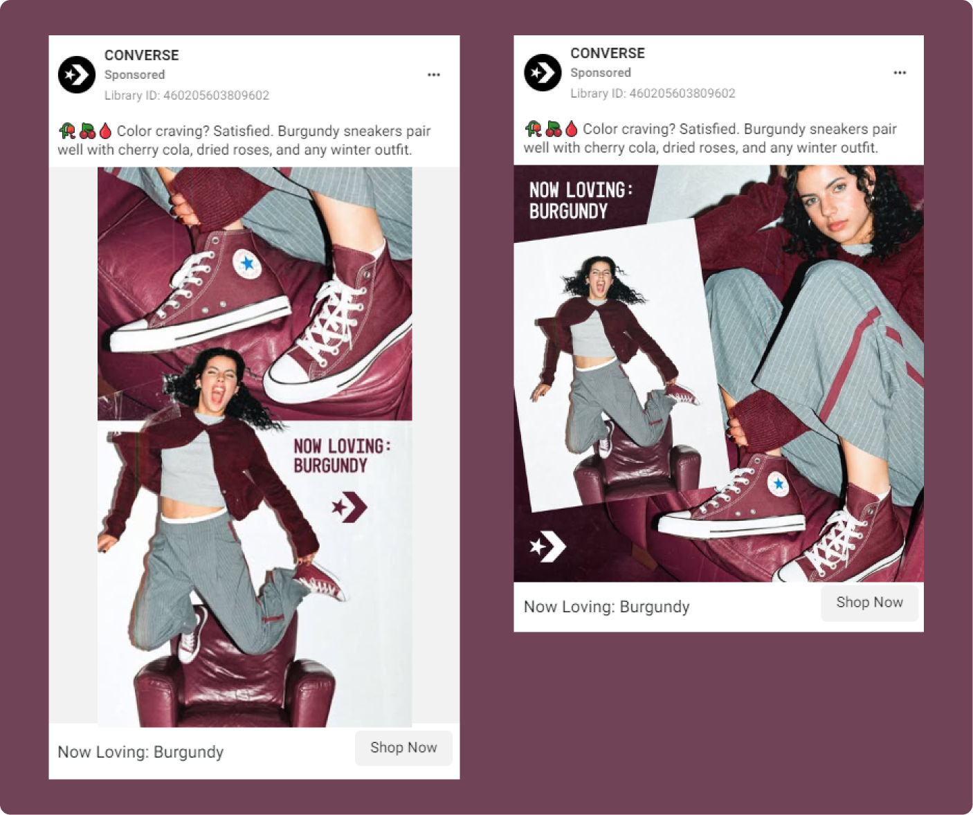 Converse Facebook ads in different formats