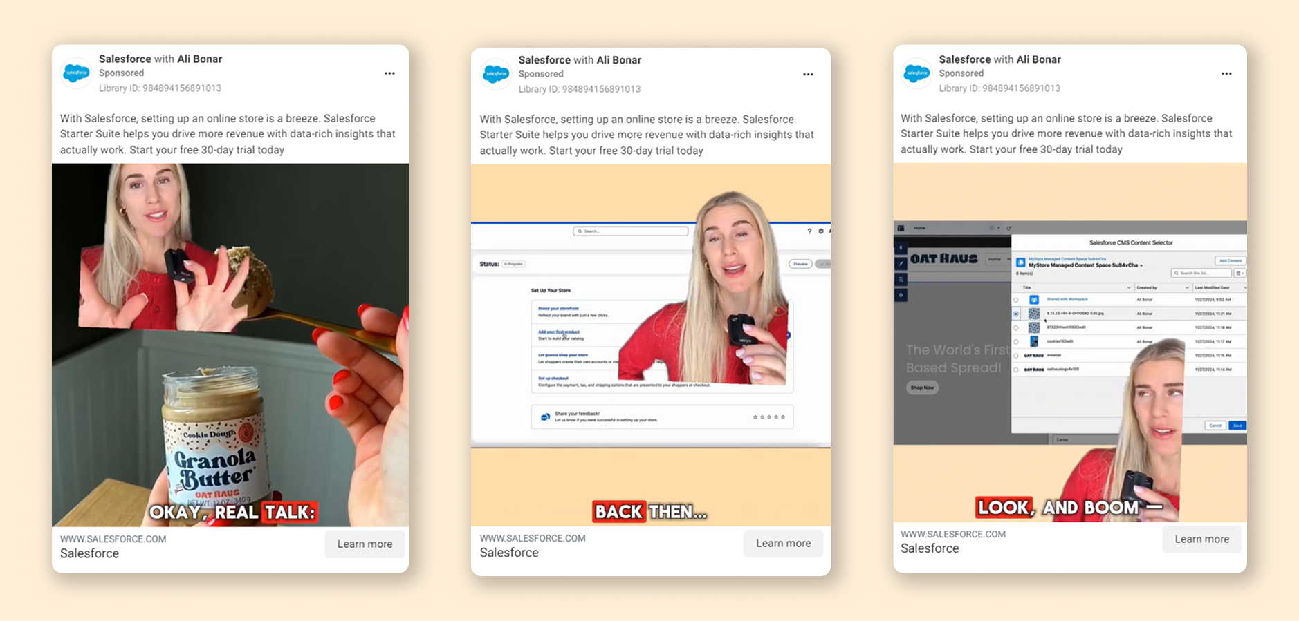 Facebook video ad example: Salesforce