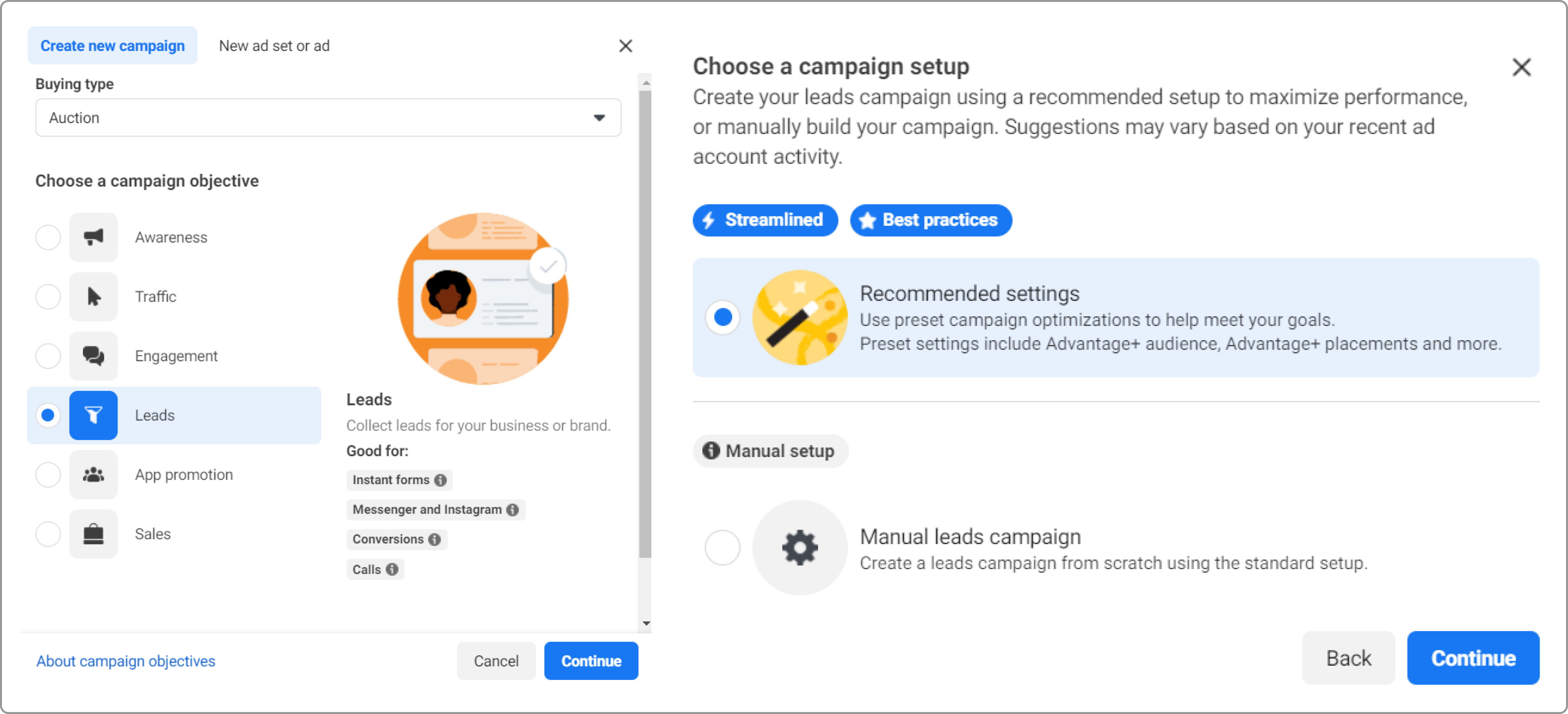 Creating a Leads campaign in Facebook Ads Manager