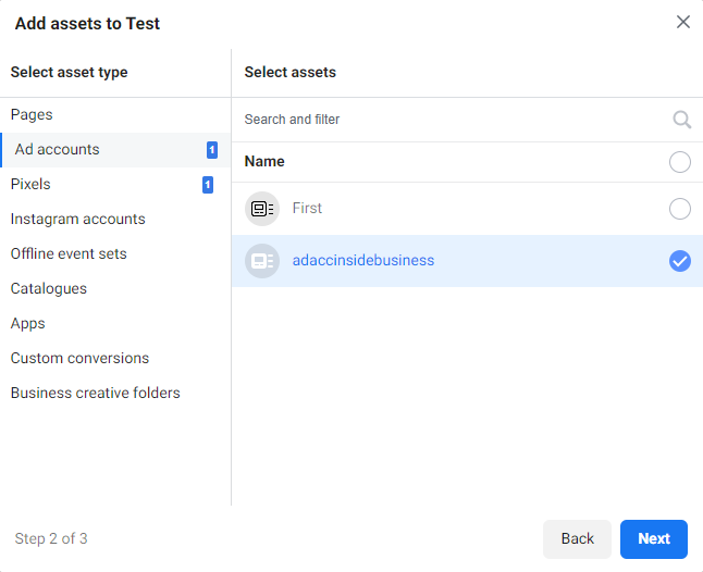 add assets to business asset group