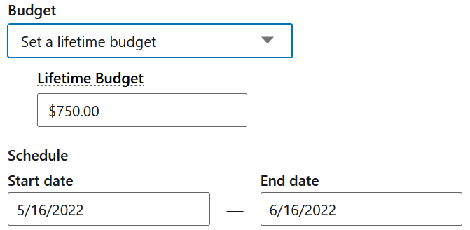 ad budget and schedule