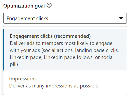 optimization goals LinkedIn ads