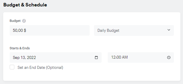 ad set budget and schedule