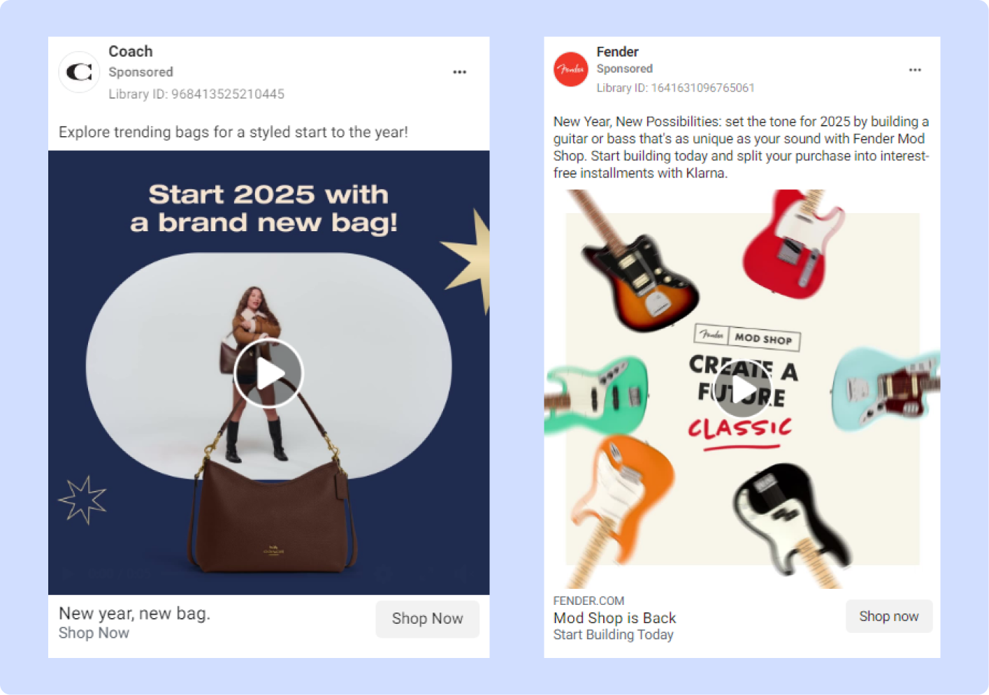 Facebook ads with New Year theme