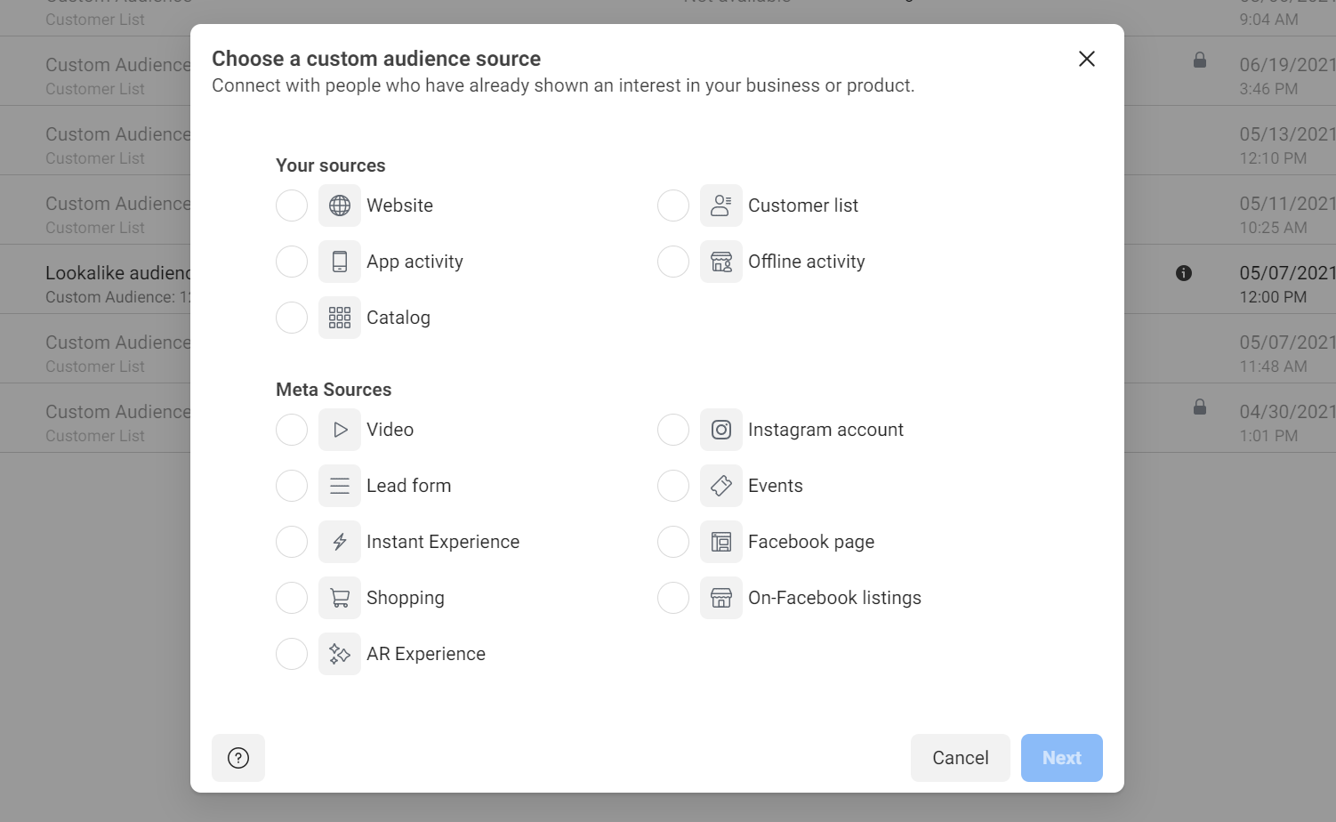 create facebook custom audience 