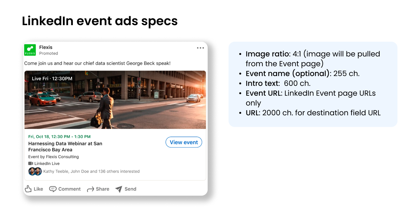 LinkedIn even ads specs