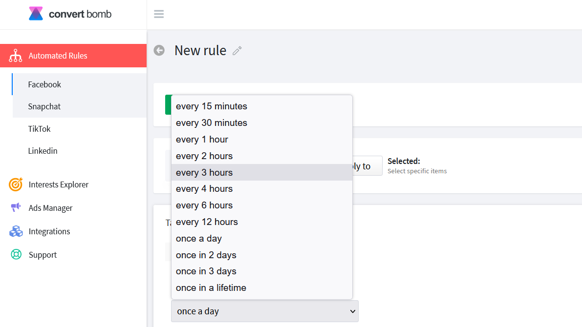 automated rule frequency on ConvertBomb